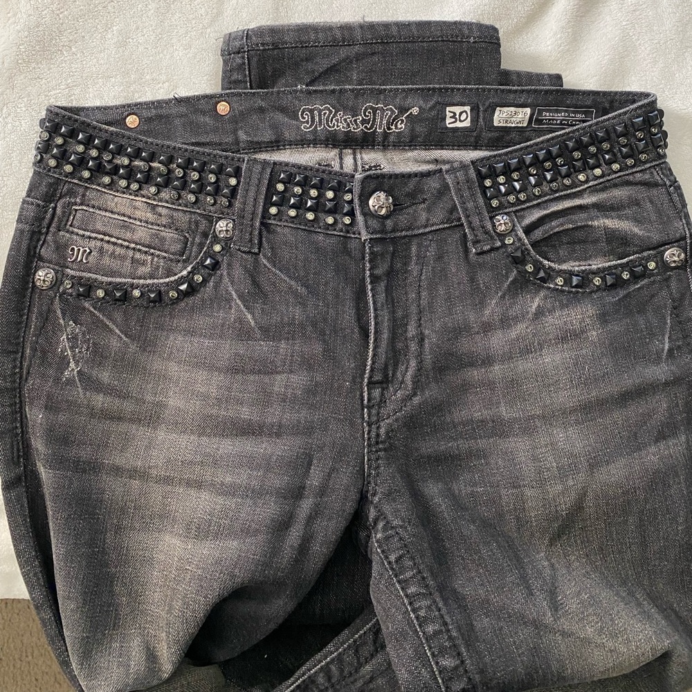 Miss me embroidered straight leg jeans